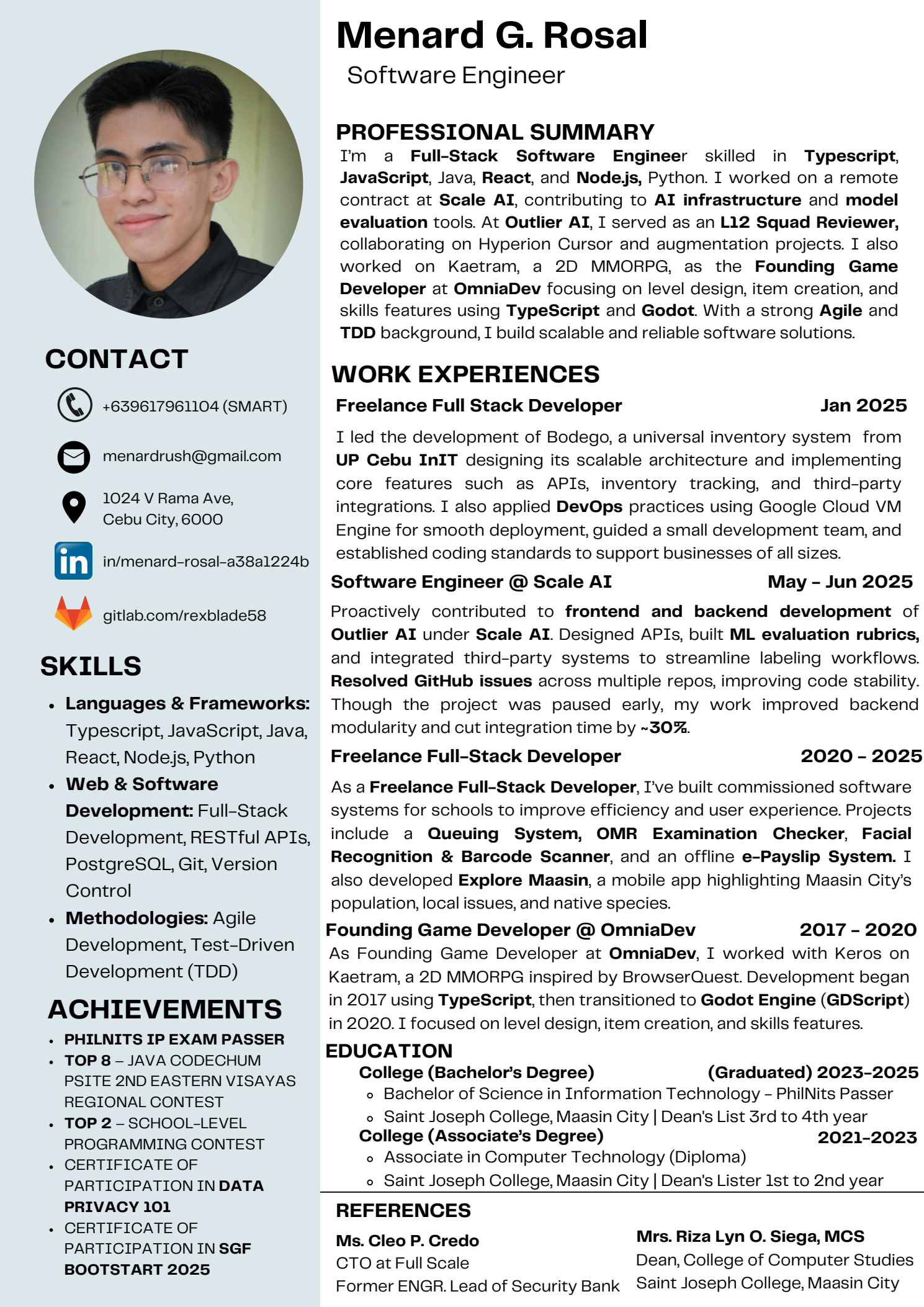 Menard Rosal resume